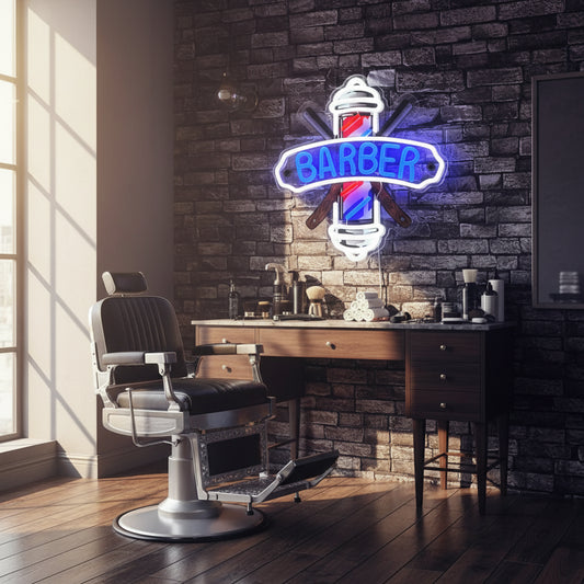 Applique murale néon barber choix B