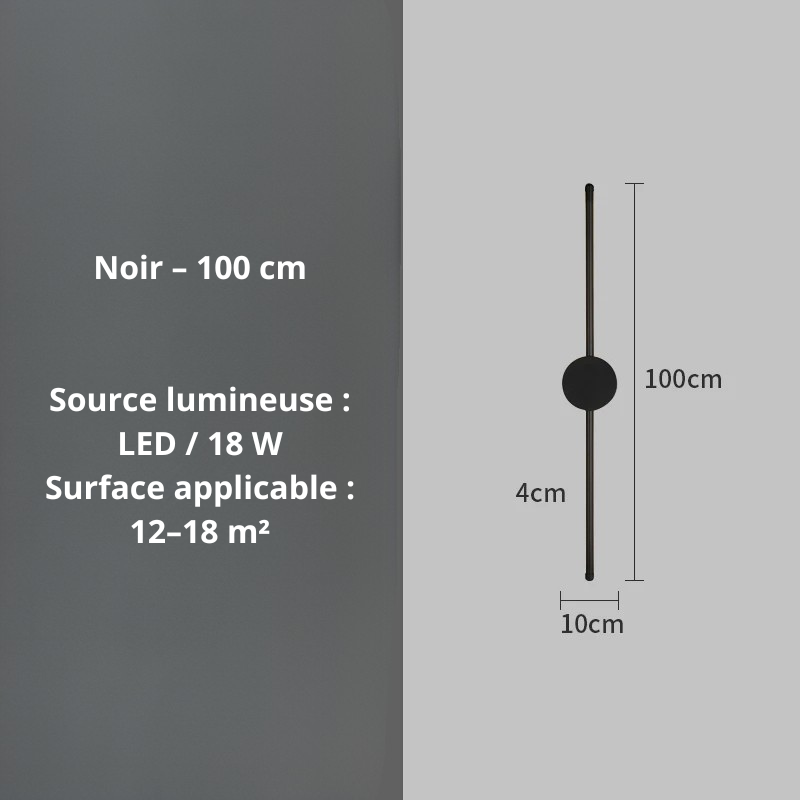 Applique murale noire 100cm