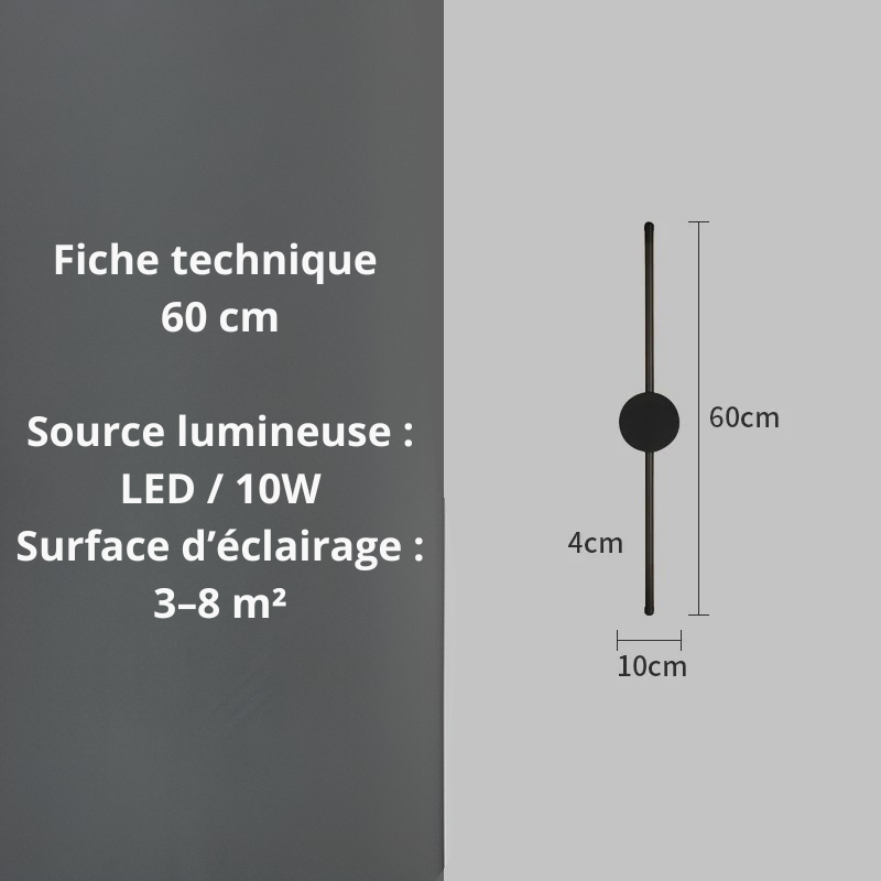 Applique murale noire 60 cm