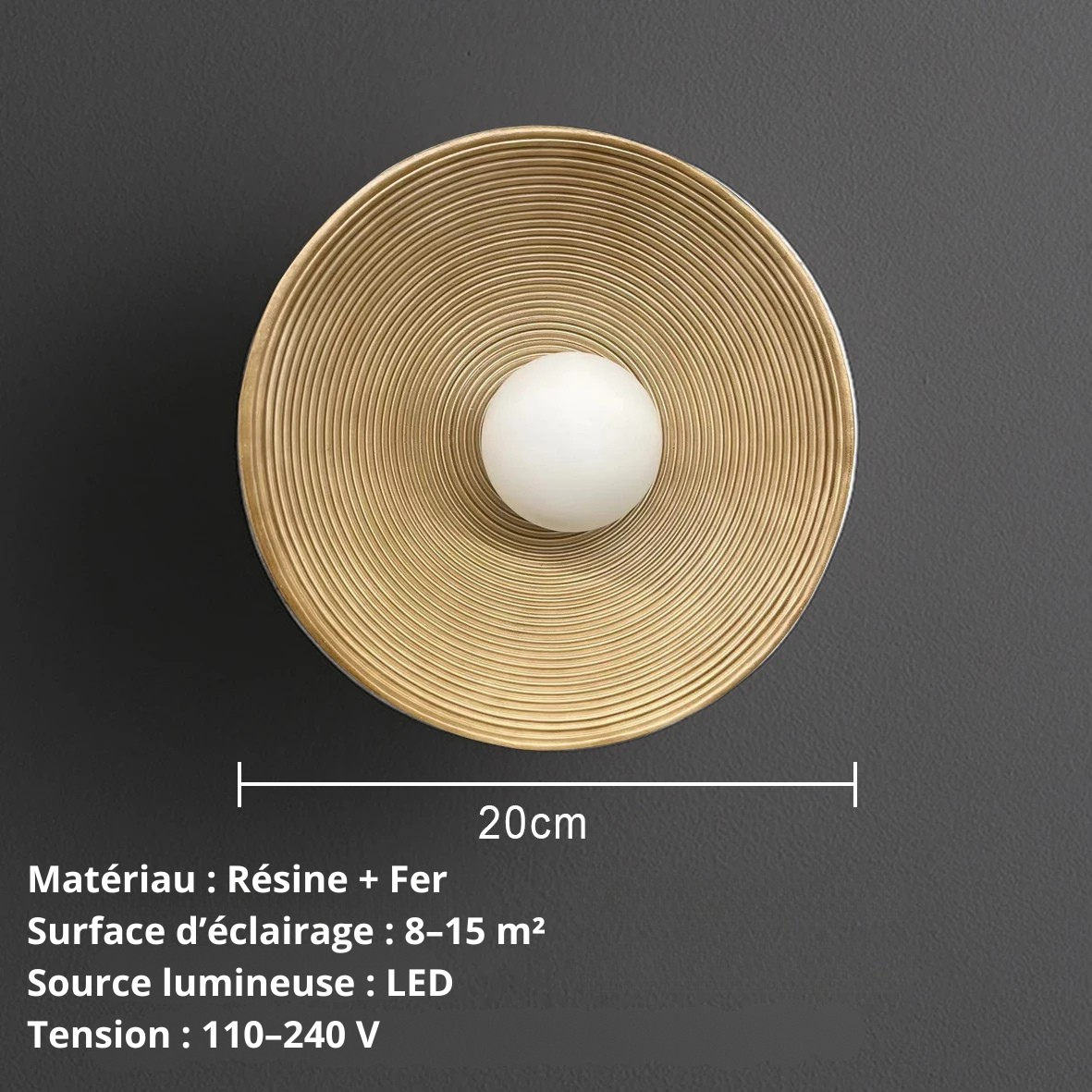 Applique murale nordique 20cm bois