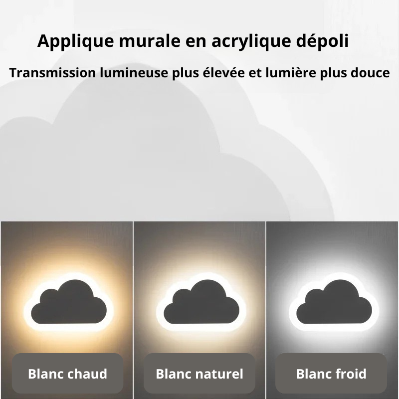 Applique murale nuage acrylique dépoli