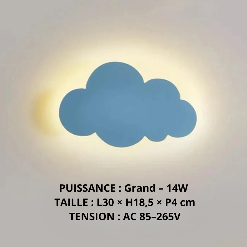 Applique murale nuage bleu grand