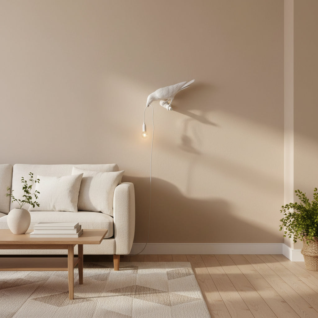 Applique murale oiseau blanc droit