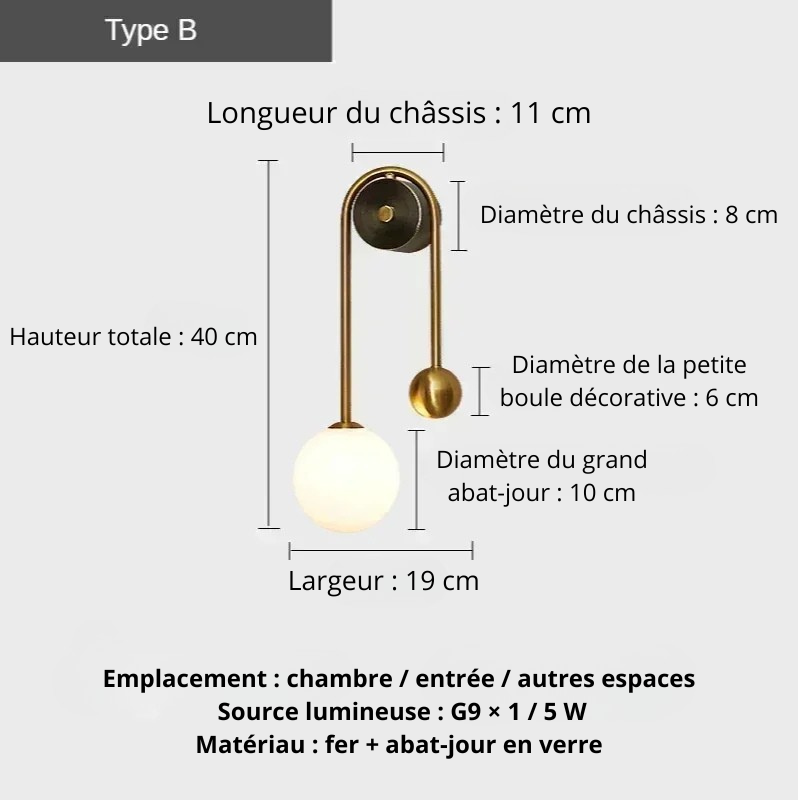 Applique murale or Type B gauche