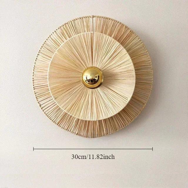 Applique murale paille double couche 30 cm beige