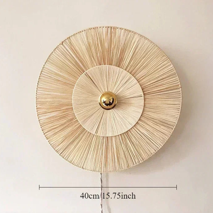 Applique murale paille double couche 40 cm beige