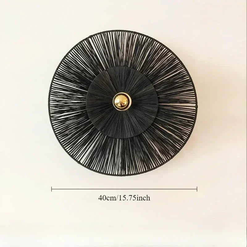 Applique murale paille double couche 40 cm noir