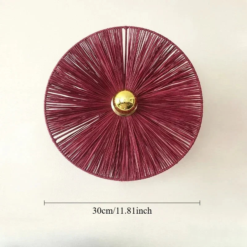 Applique murale paille simple couche 30 cm rouge