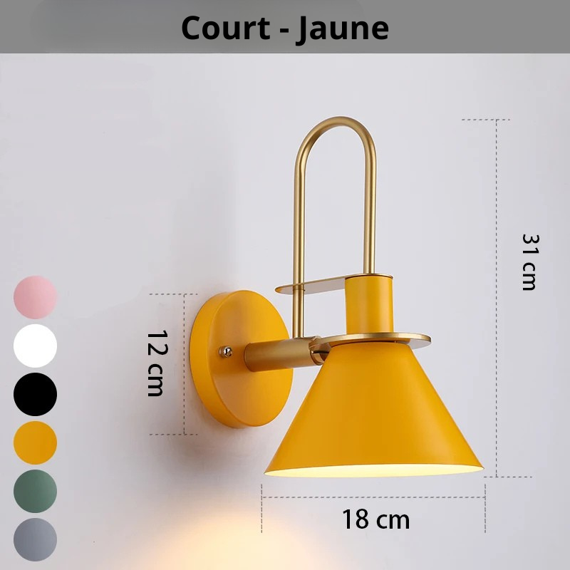 Applique murale rétro court jaune