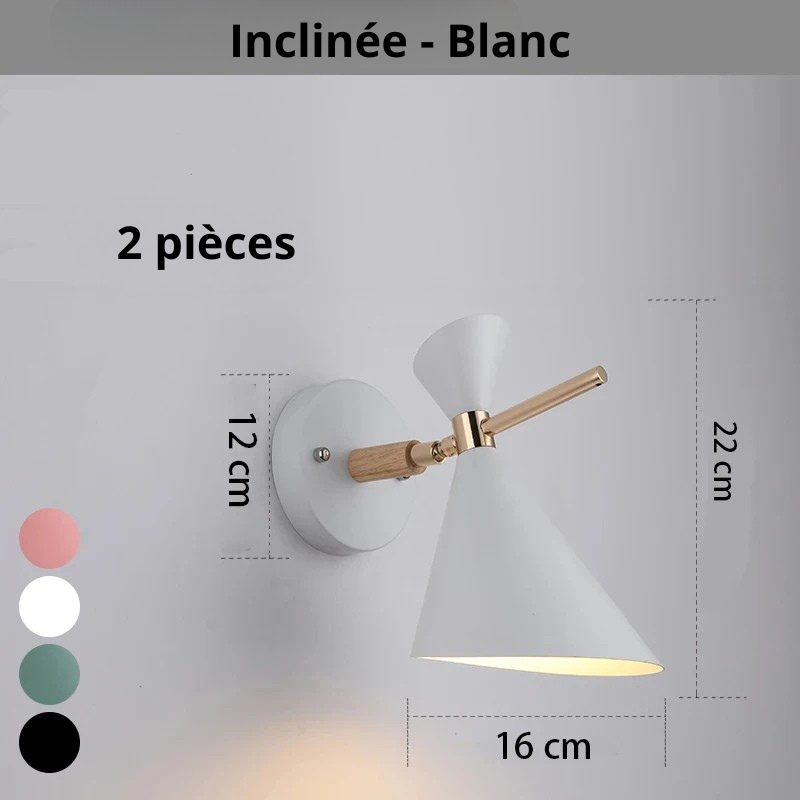 Applique murale rétro inclinée blanc 2 pièces