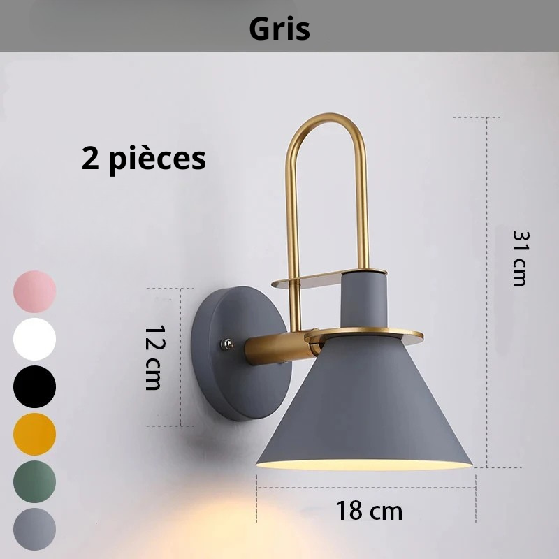 Applique murale rétro court Gris 2 pièces