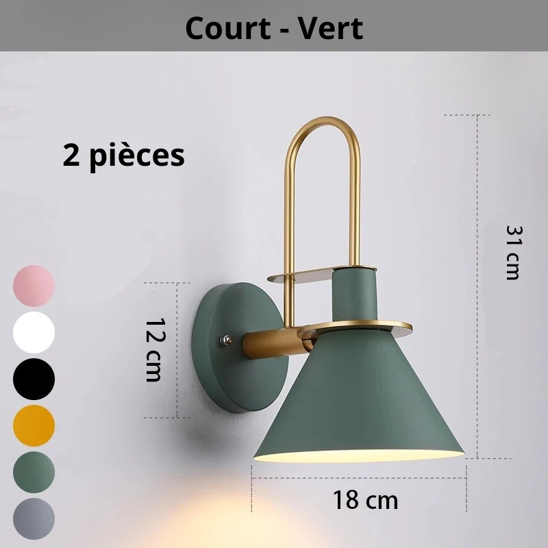 Applique murale rétro court vert 2 pièces