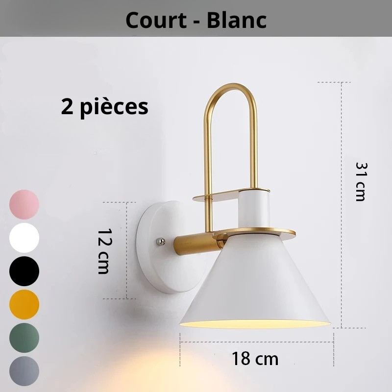 Applique murale rétro court blanc 2 pièces