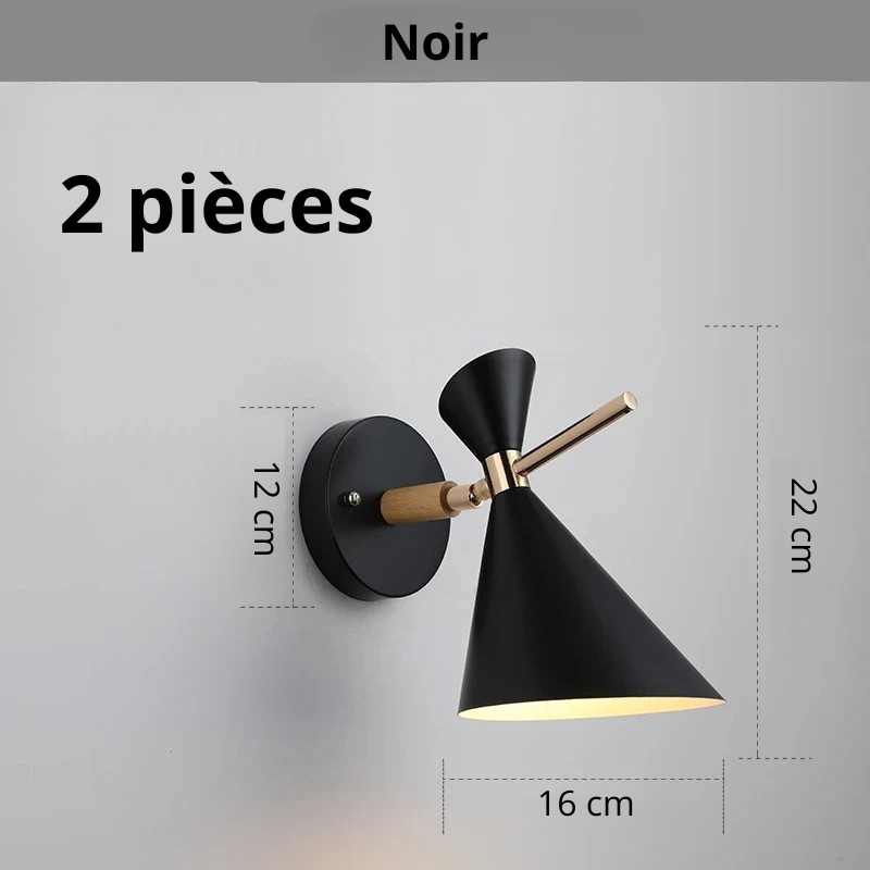 Applique murale inclinée noir 2 pièces