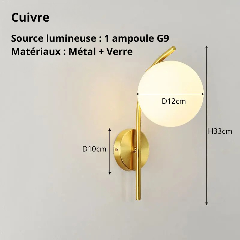 Applique murale ronde cuivre