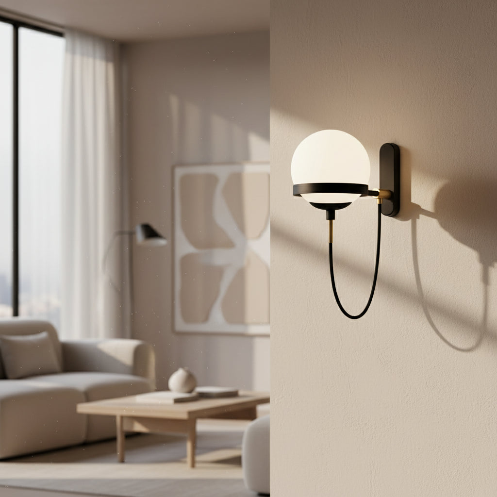 Applique murale salle à manger Noir verre blanc