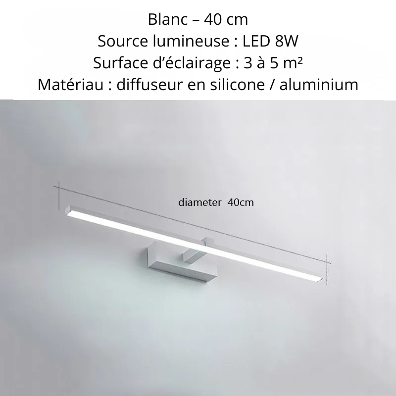 Applique murale salle de bain Blanc 40 cm