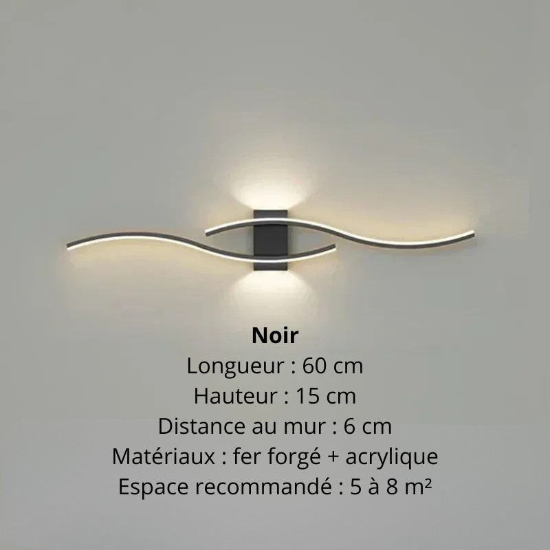 Applique murale salon noir 60 cm