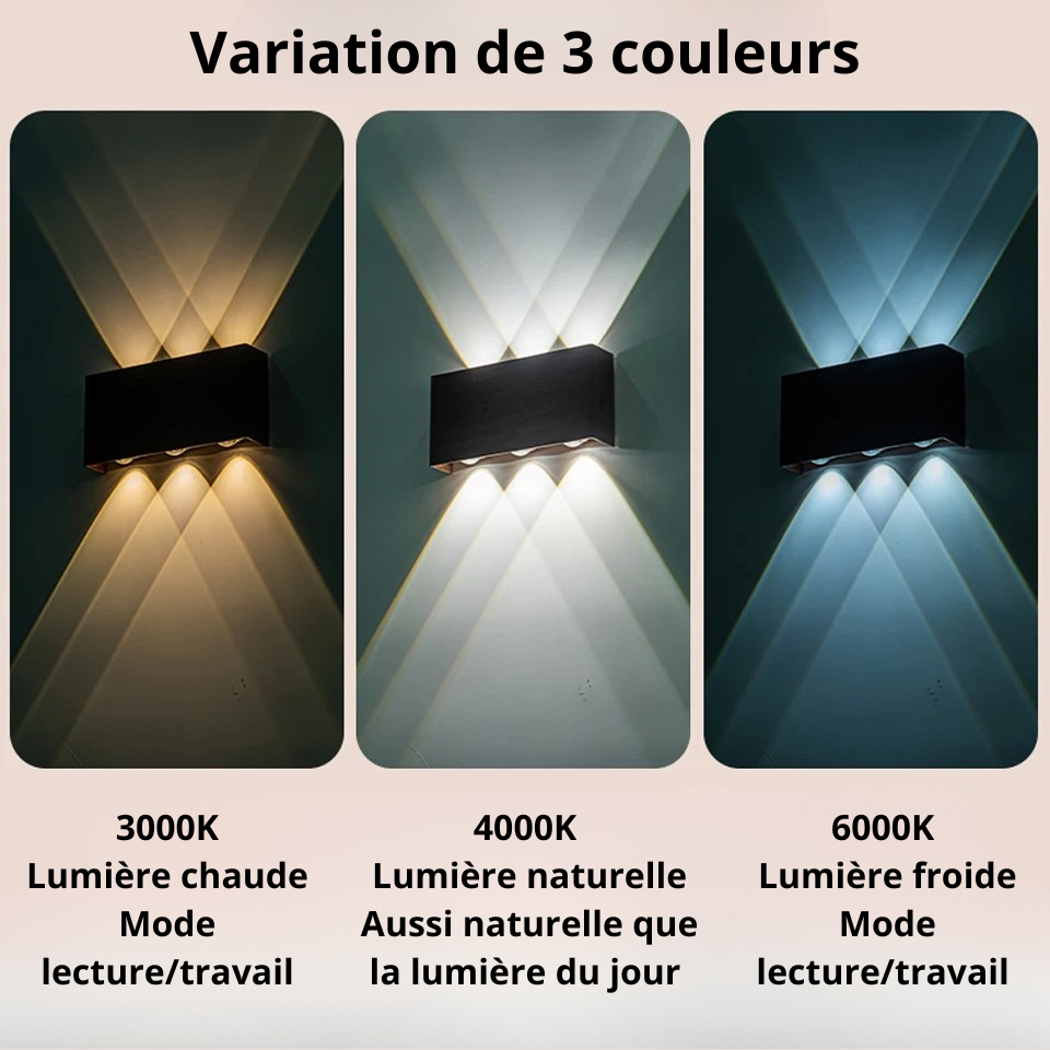 Applique murale sans fil avec télécommande Variation de 3 couleurs