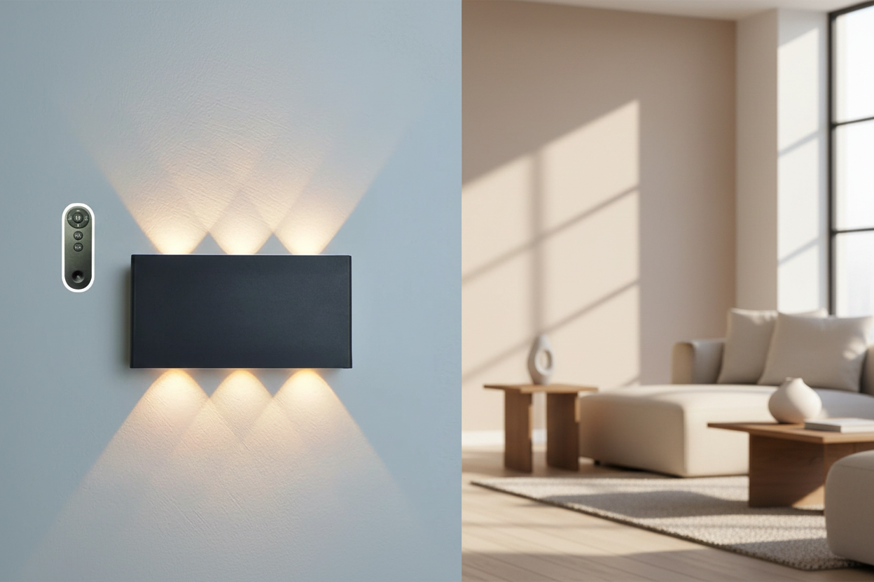 Applique murale sans fil avec télécommande noir salon