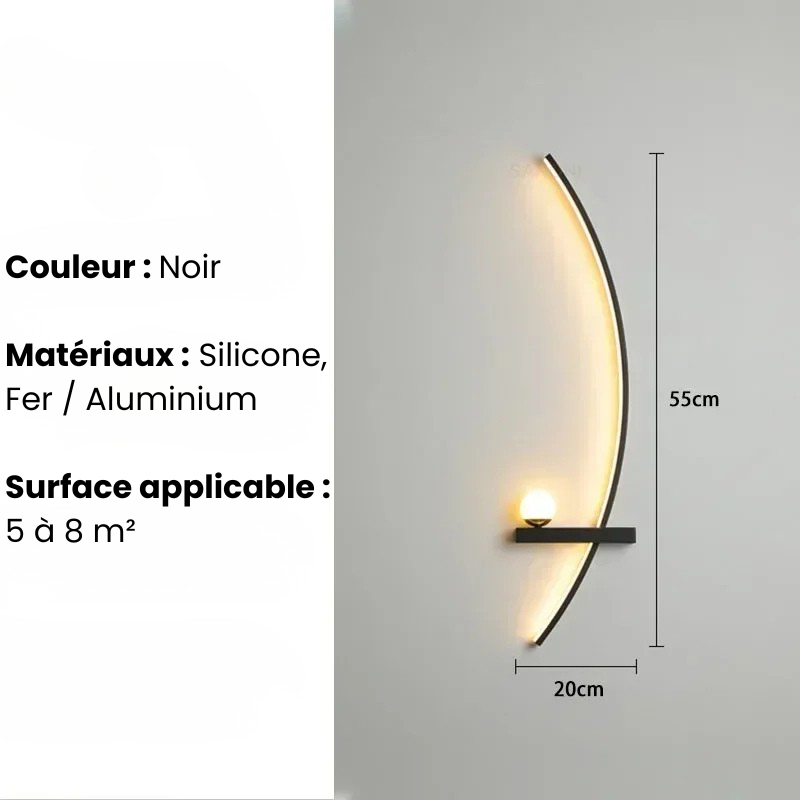 Applique murale tête de lit noir droit