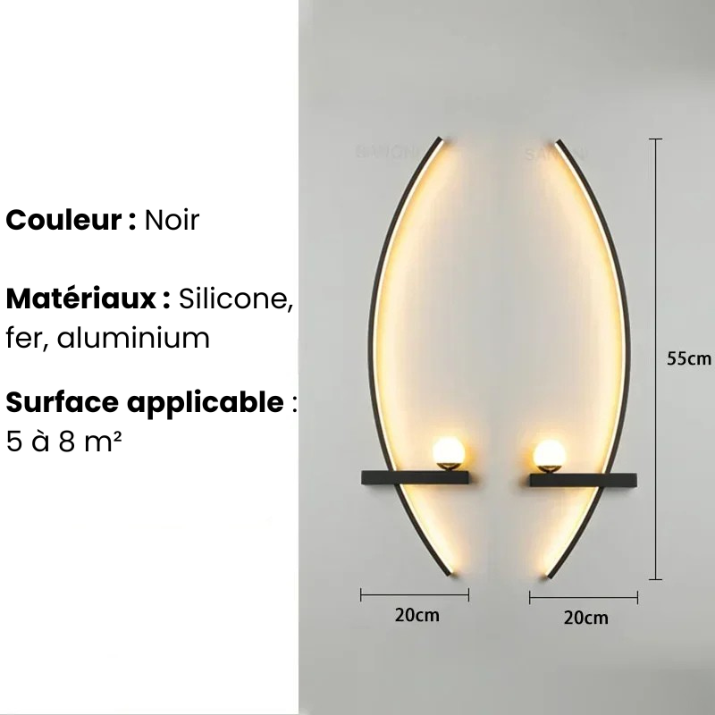 Applique murale tête de lit noir gauche et droite