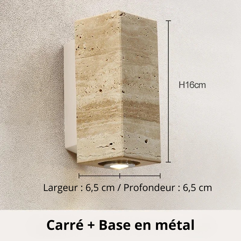 Applique murale travertin Carré x Base blanche