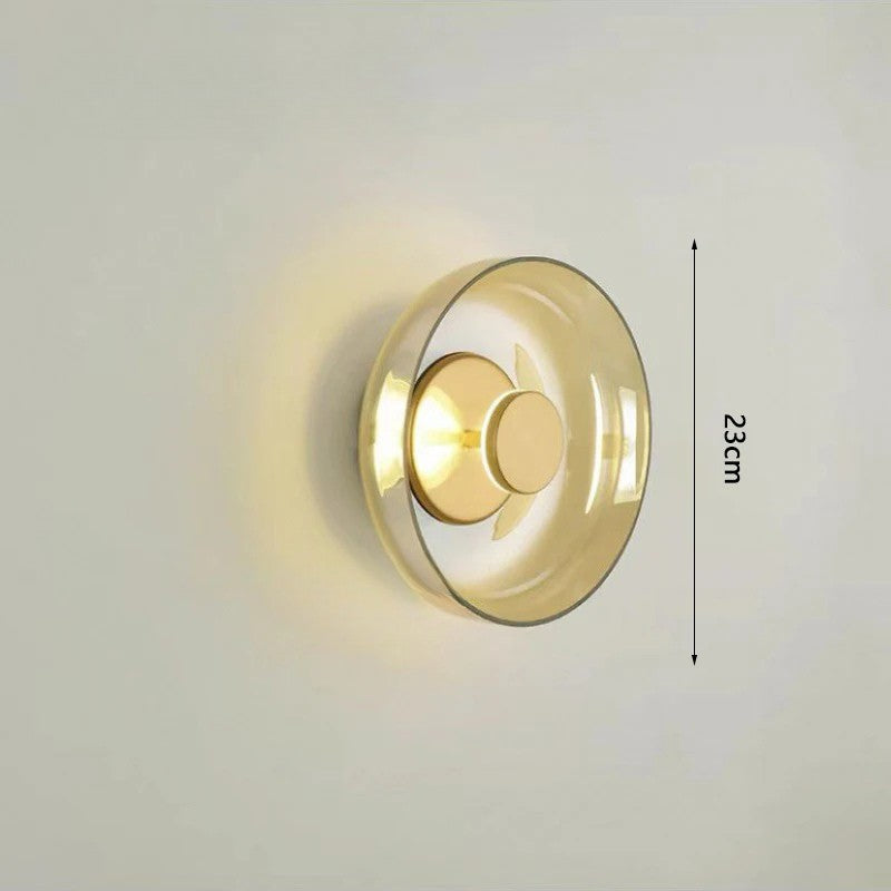 Applique murale verre fumé or ambré