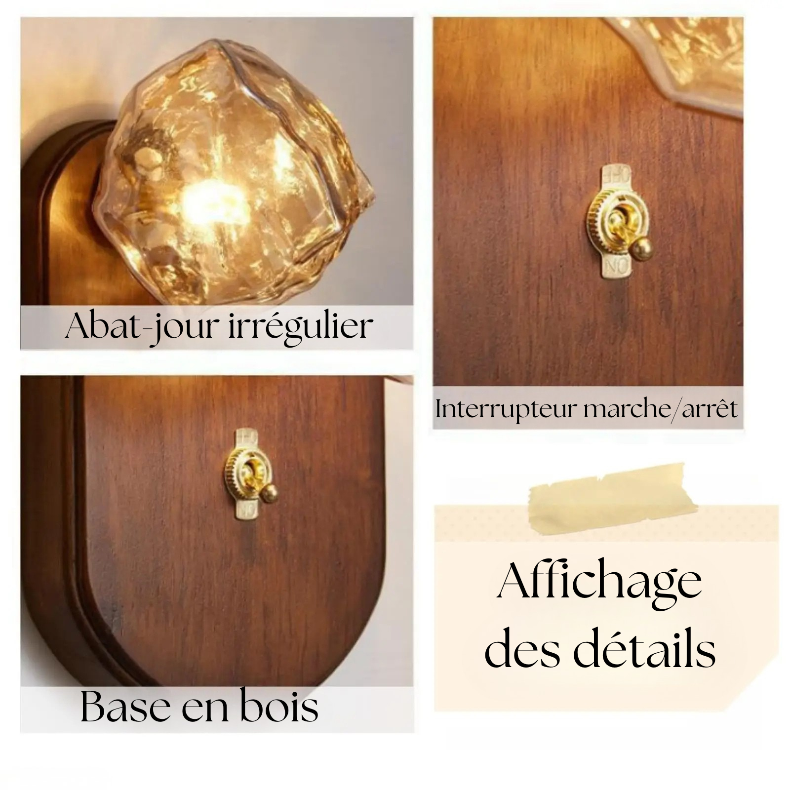 Applique murale verre soufflé détails