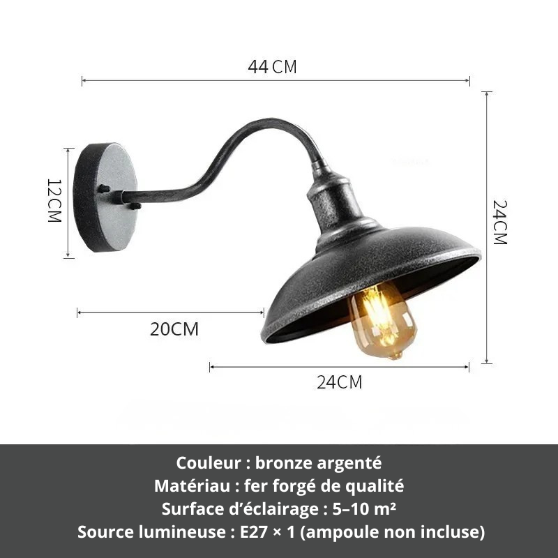 Applique murale vintage bronze argenté