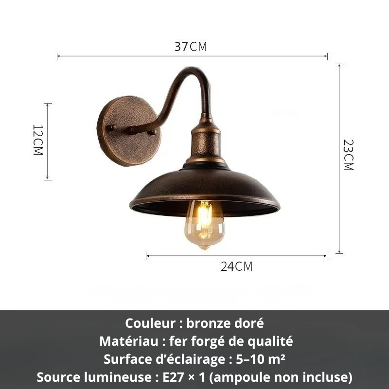 Applique murale vintage bronze doré