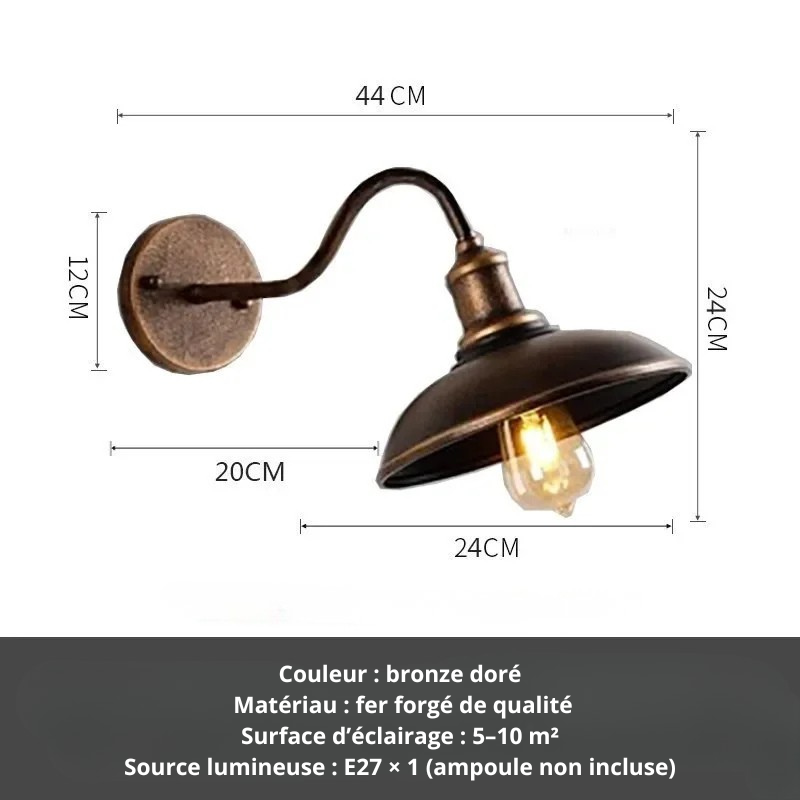 Applique murale vintage bronze doré B