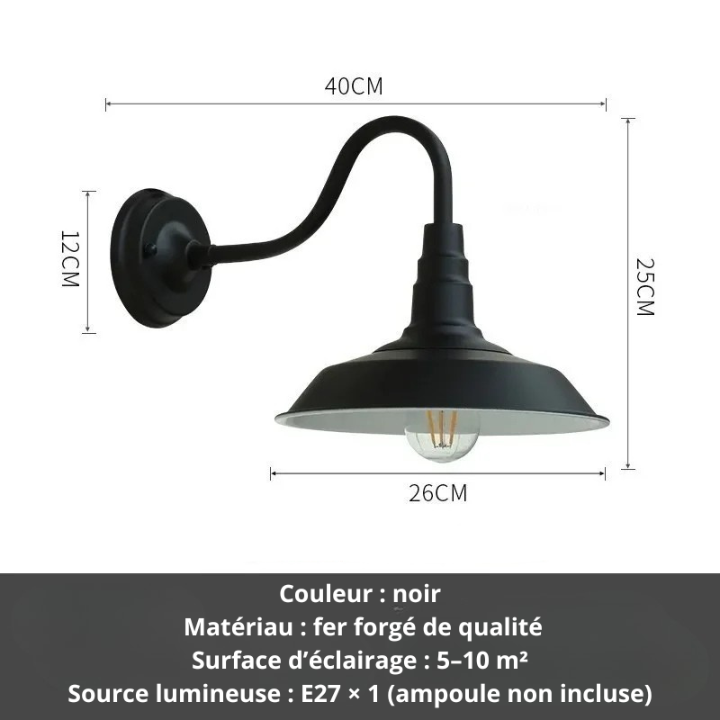 Applique murale vintage noir