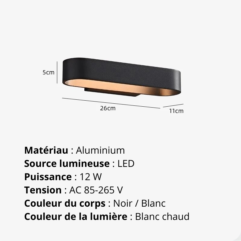 Applique d'intérieur LED lampe en aluminium détails