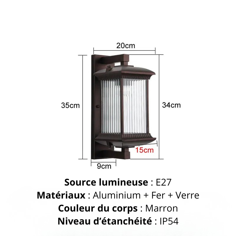 Applique extérieure en métal étanche dimensions