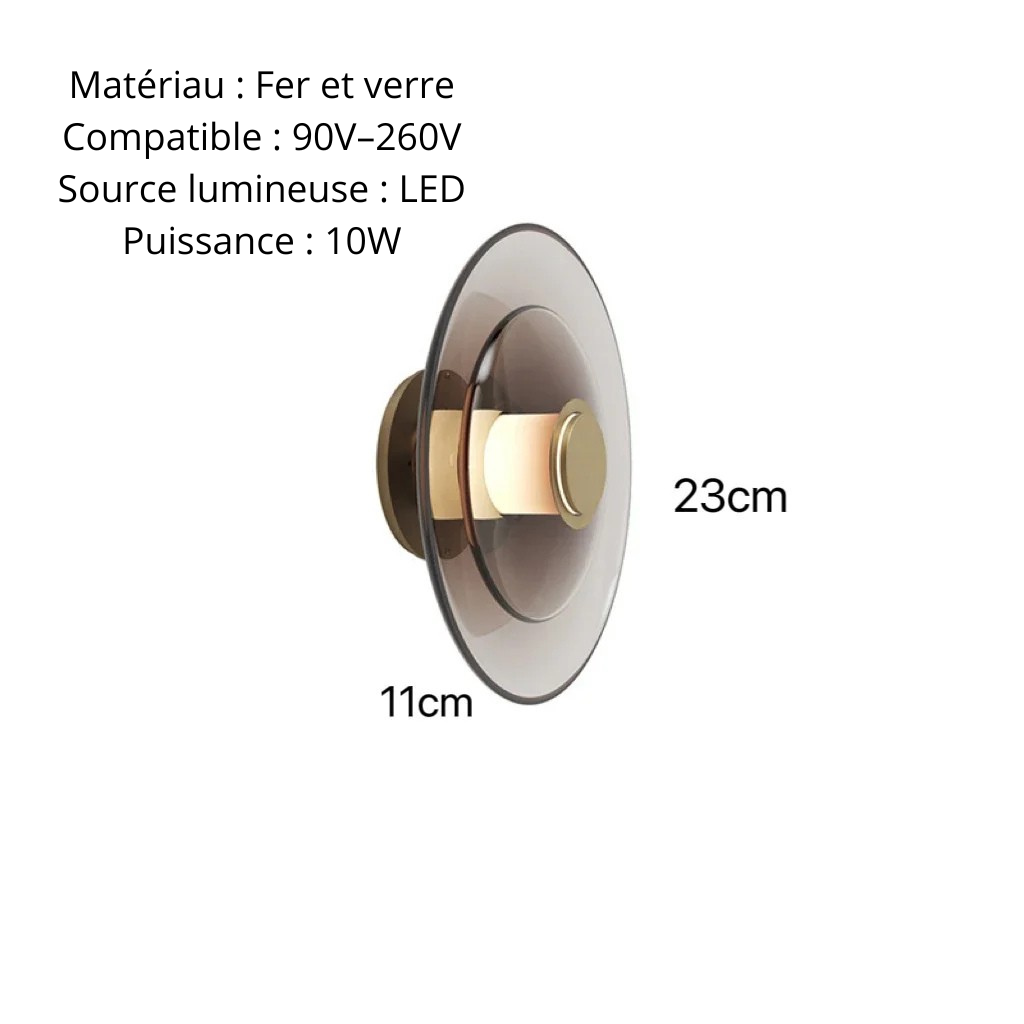 Applique led murale ambre 23 cm