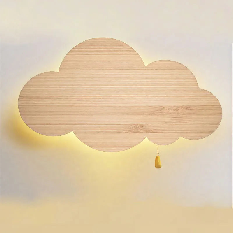 Applique murale LED en forme de nuage en bois allumé