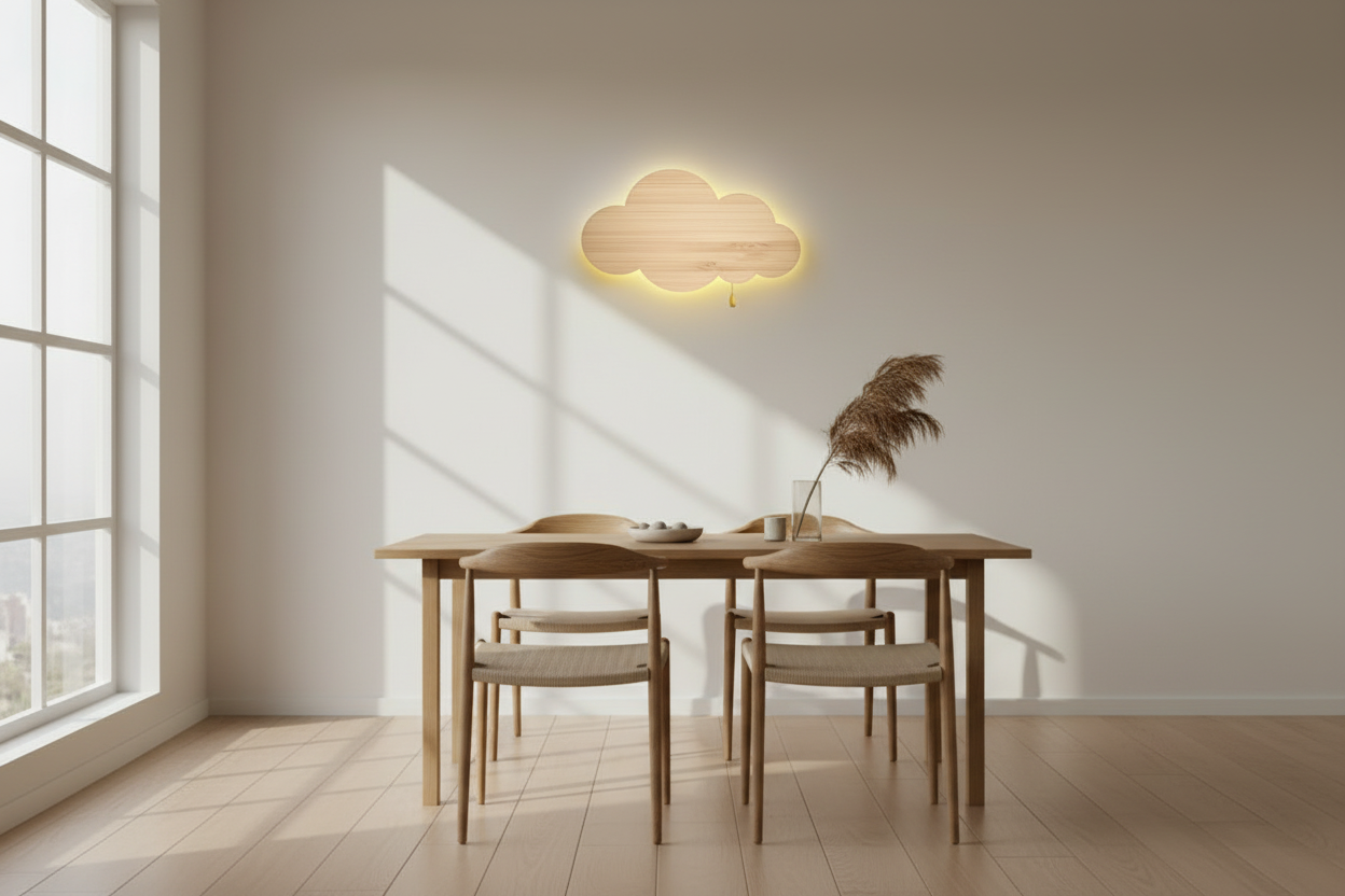 Applique murale LED en forme de nuage en bois salle à manger