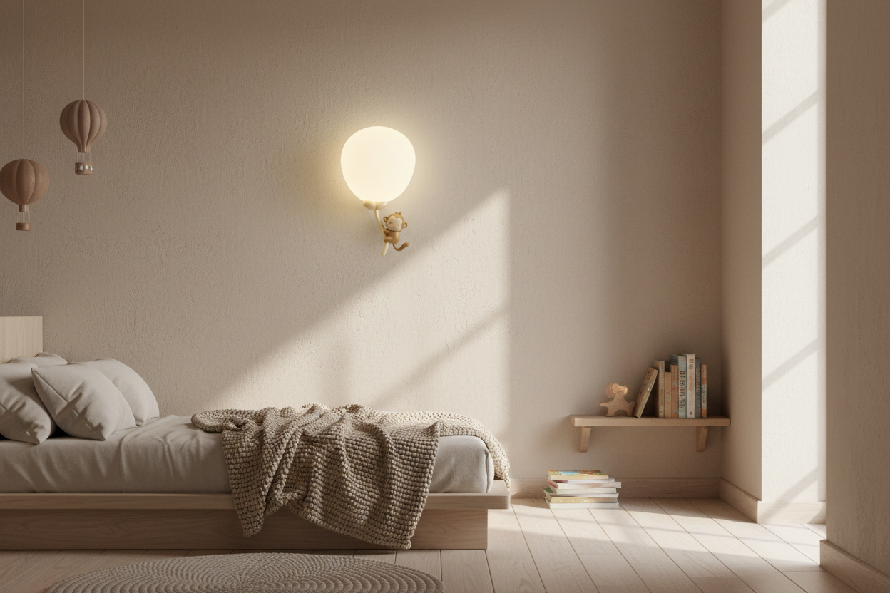 Applique murale chambre enfant allumée