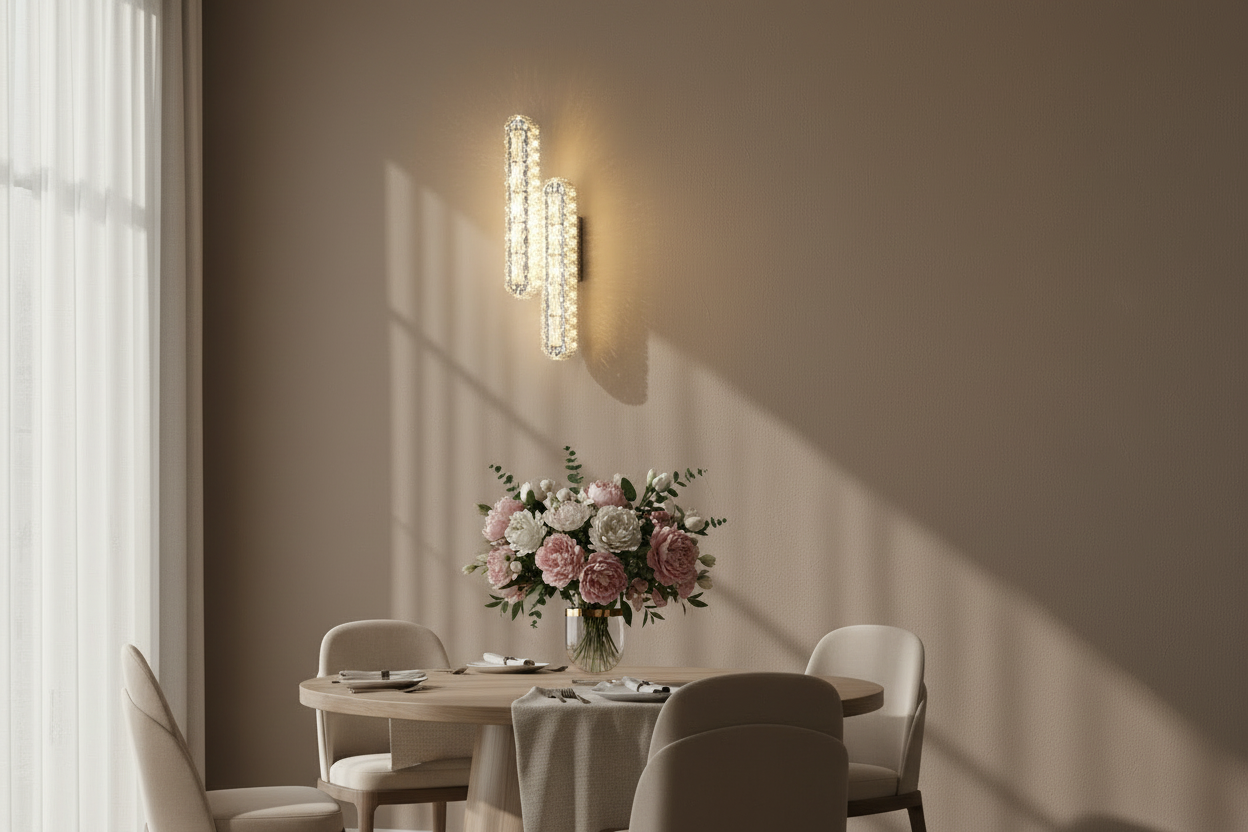 Applique murale cristal argent salle a manger