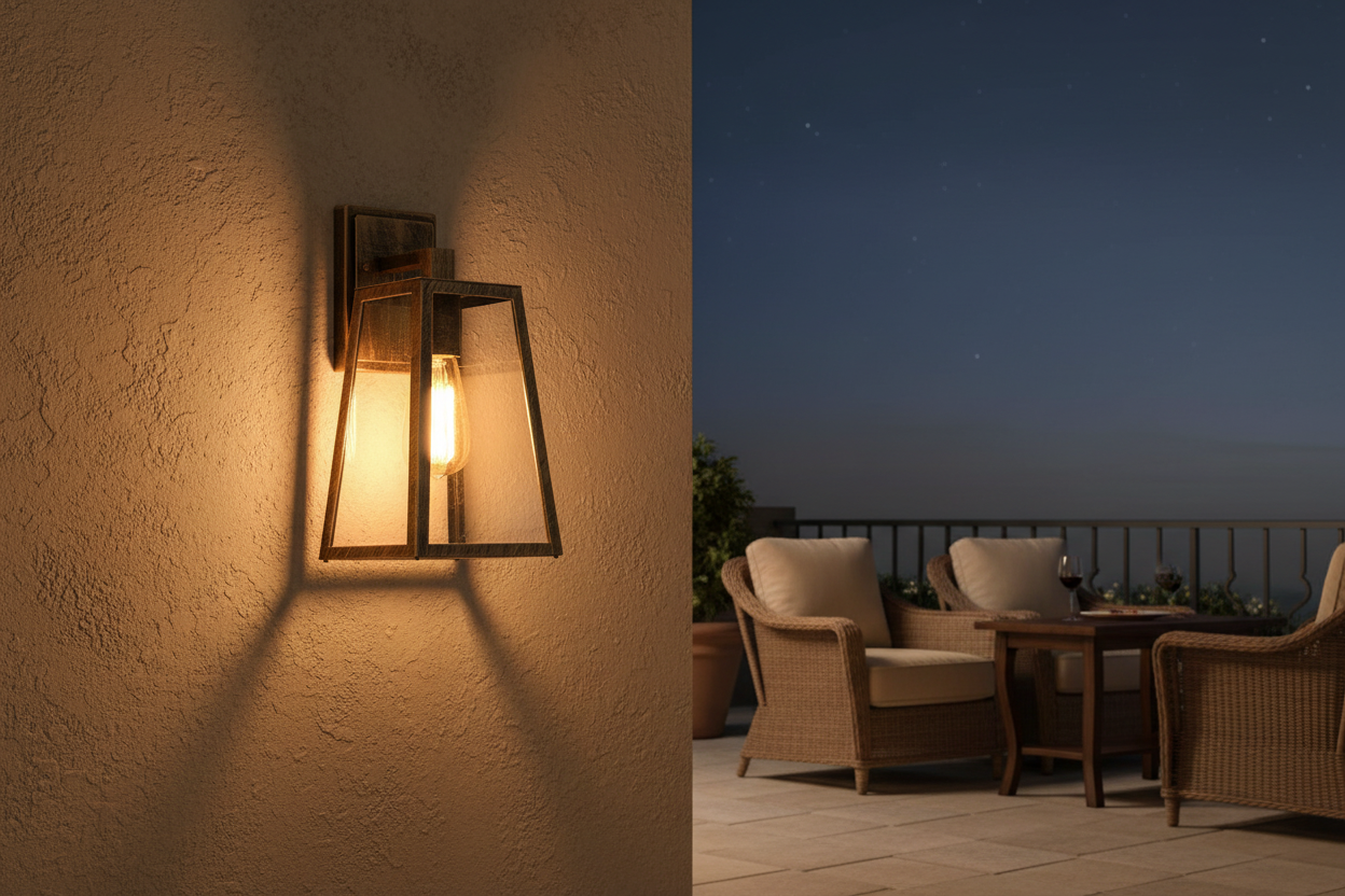 Applique murale extérieur pour terrasse cuivre de nuit