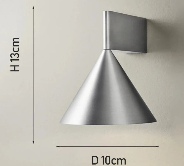 Applique murale géométrique conique argent