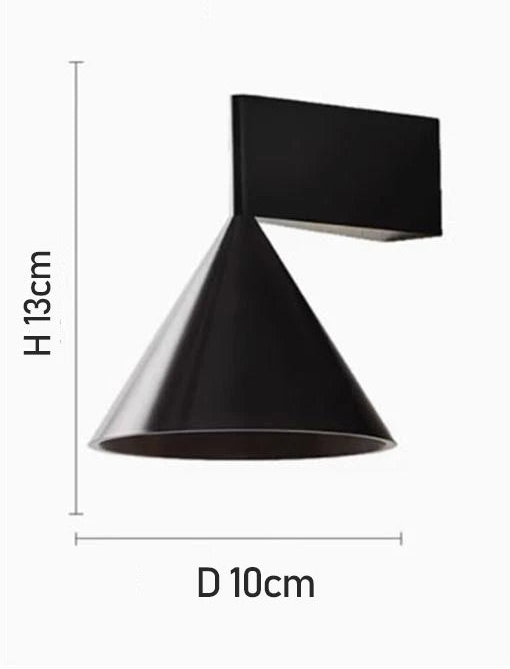 Applique murale géométrique conique noir