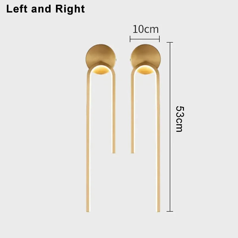 Applique murale moderne droite et gauche or