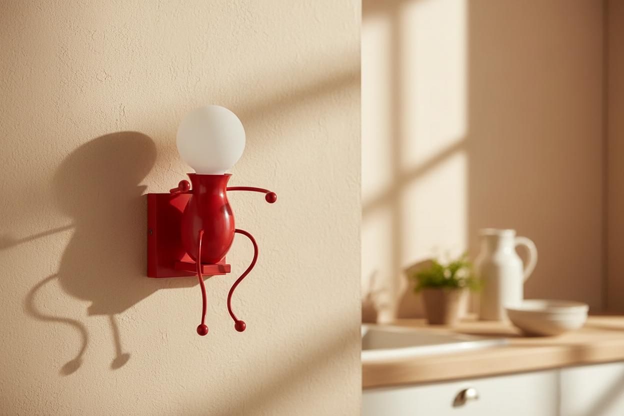 Applique murale originale personnage assis rouge cuisine