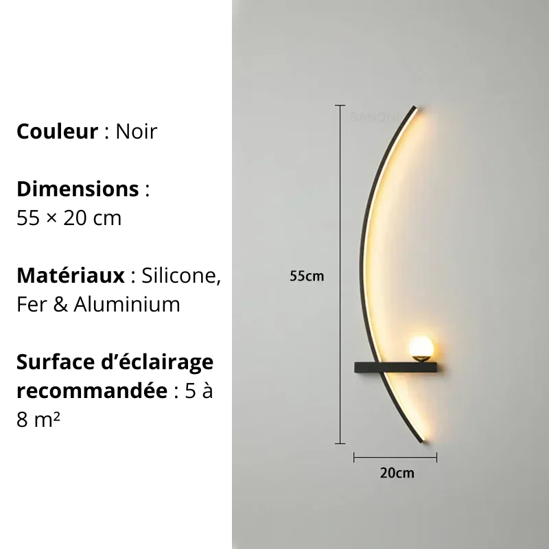 applique murale tête de lit noir gauche