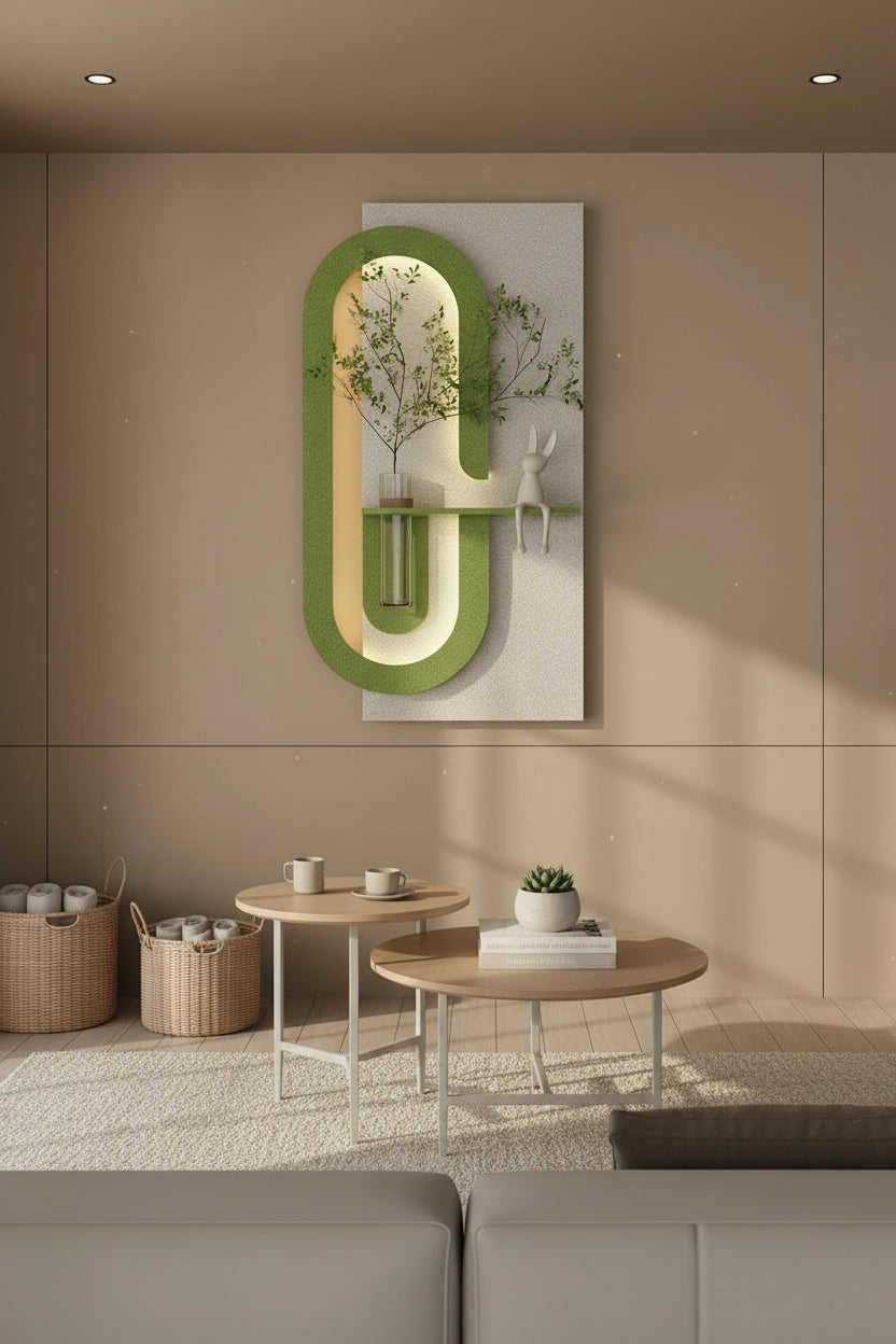 Appliques murales bois vert salon