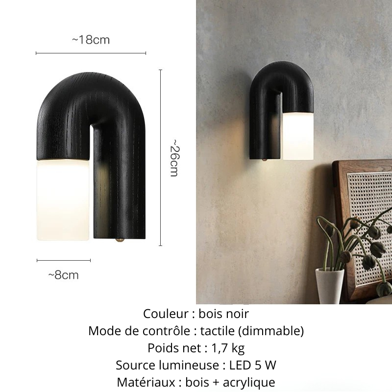 Appliques murales en bois noir