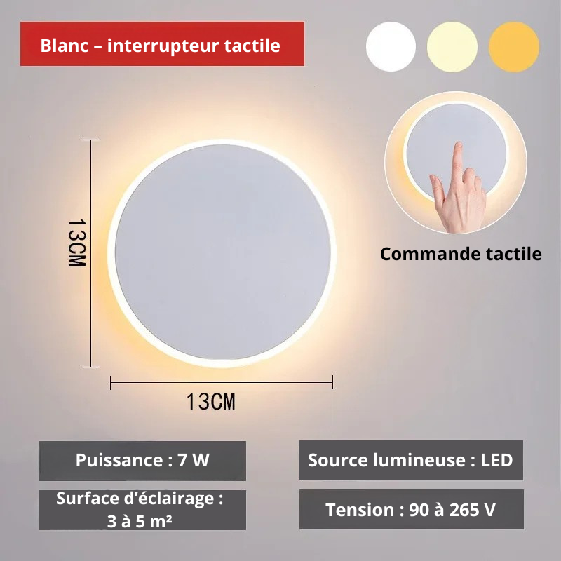 Blanc interrupteur tactile 13cm