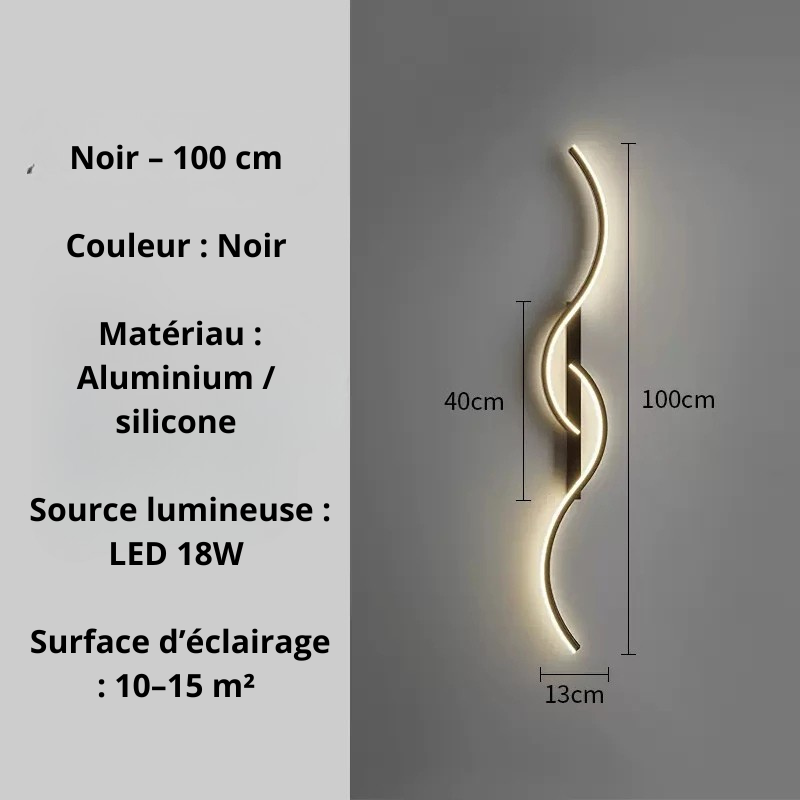Grande applique murale noir 100cm